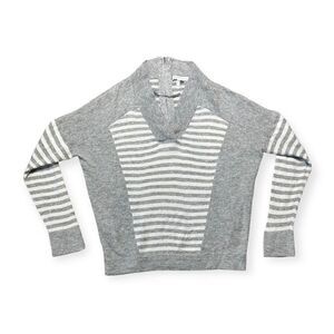 BCBGeneration Sweater Womens Small Wool Shawl Collar Academia Prep Gray Striped